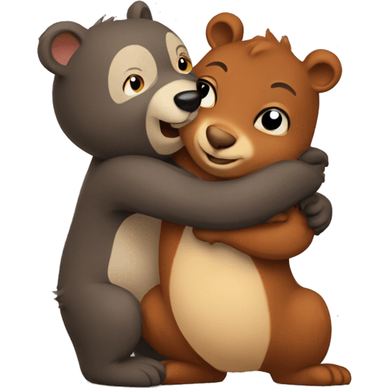 A bear hugs squirrel  emoji