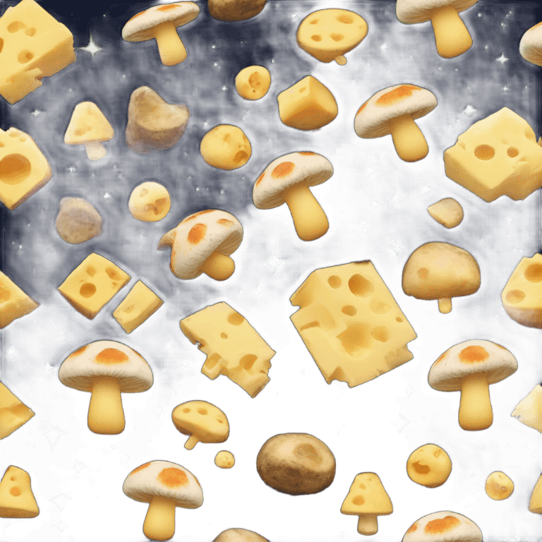 Mushroom made of cheese in space.  emoji