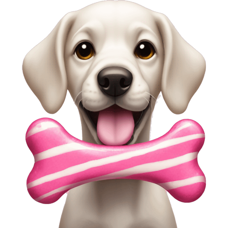 dog bone + pink candy emoji