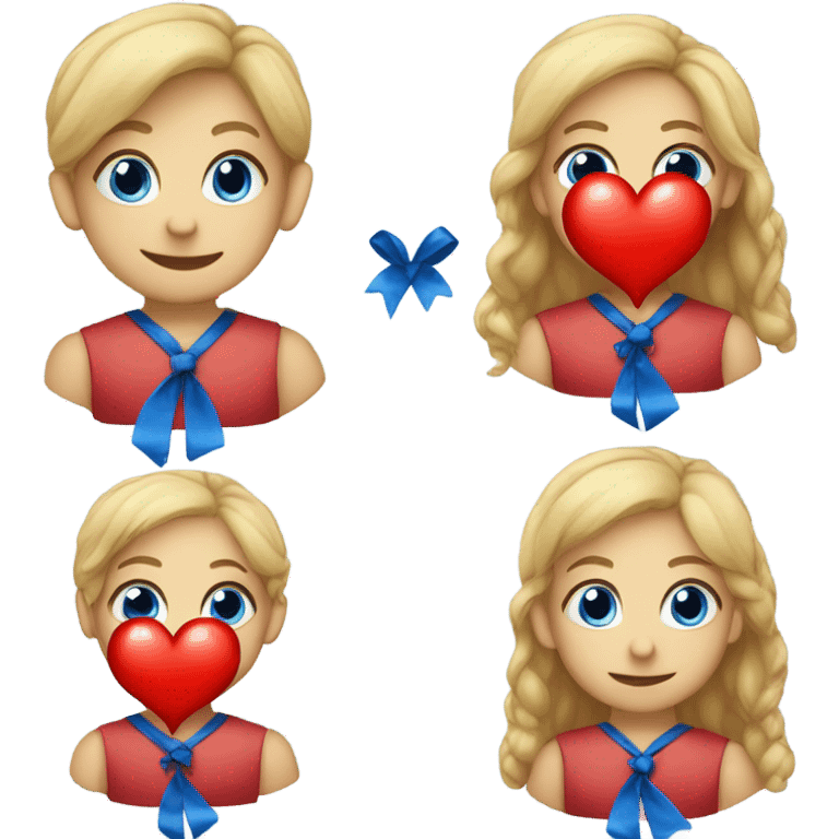 Red heart with blue ribbon emoji