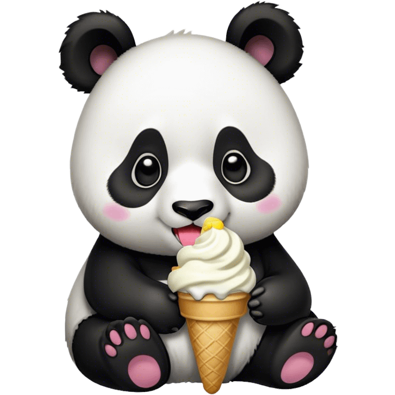 Panda eating ice cream emoji