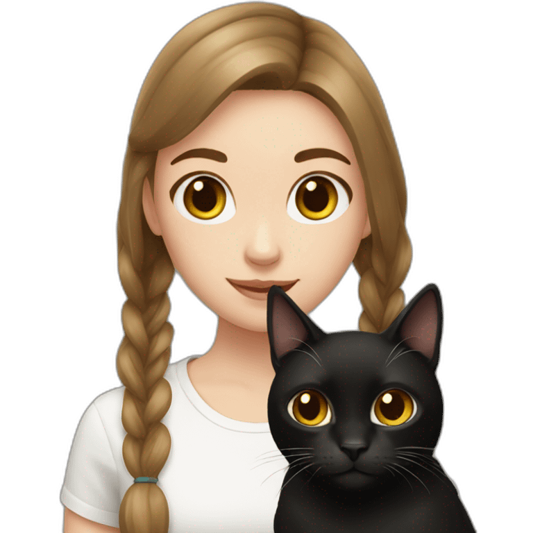 Black cat with white girl brown hair emoji