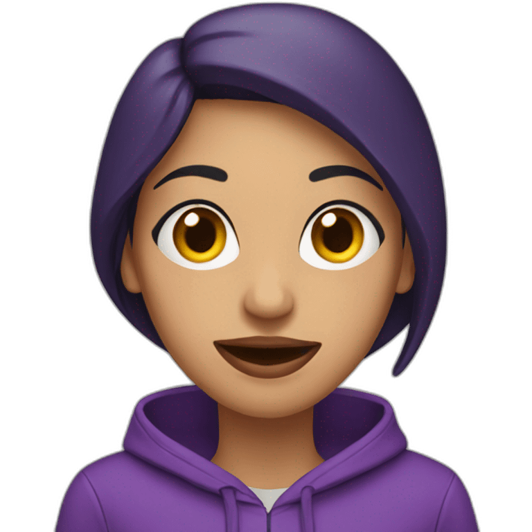 Armenian Woman  with purple hoodie and with a snake tongue emoji