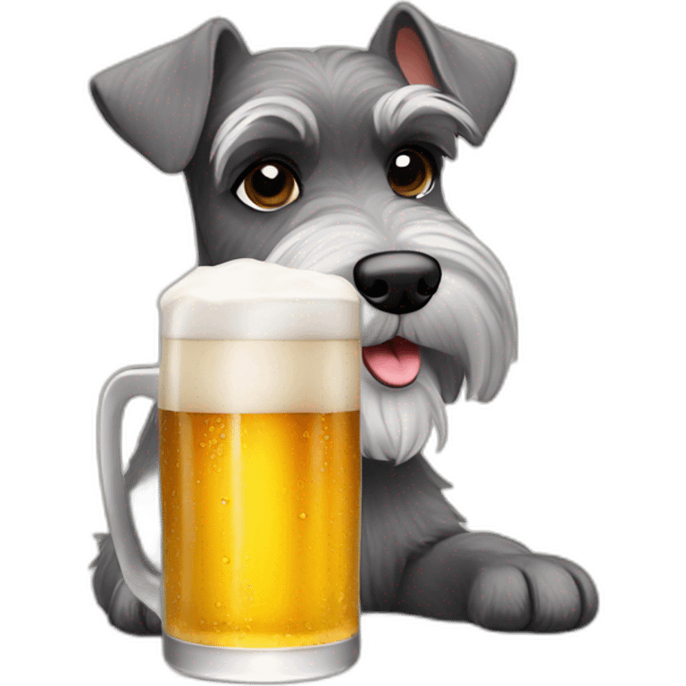 the miniature schnauzer drinks beer emoji