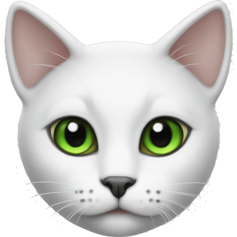 a white cat with black ears and green eyes emoji