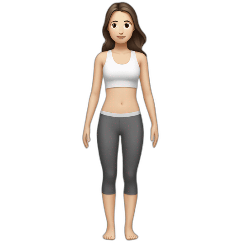 White girl brunette hair in Tadasana yoga emoji