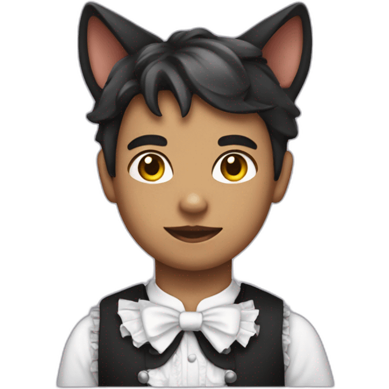 Boy with a french maid outfit and cat ears on his head emoji