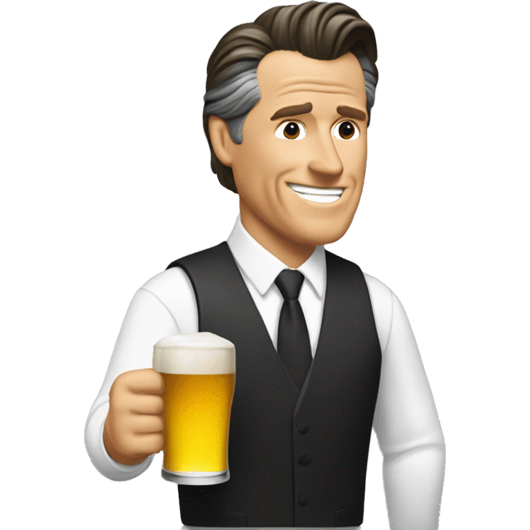 Gavin Newsom drinking a beer emoji