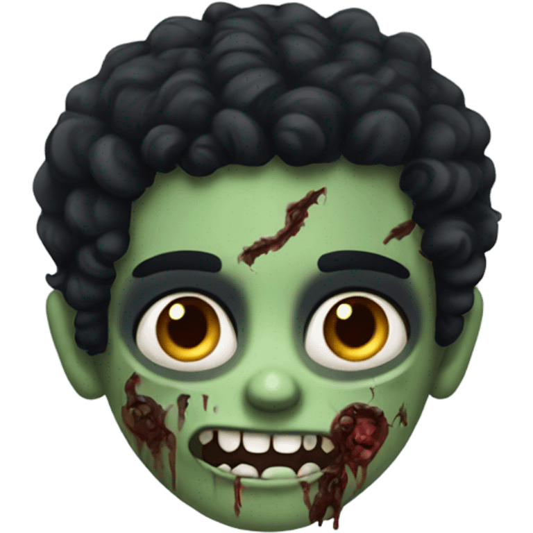 Zombie boy with black curly hair emoji