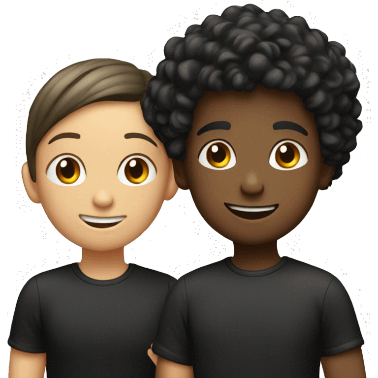 smiling boy with a girl in black shirts emoji