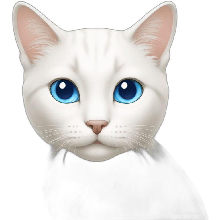 White cat with sand color fur blue eyes emoji