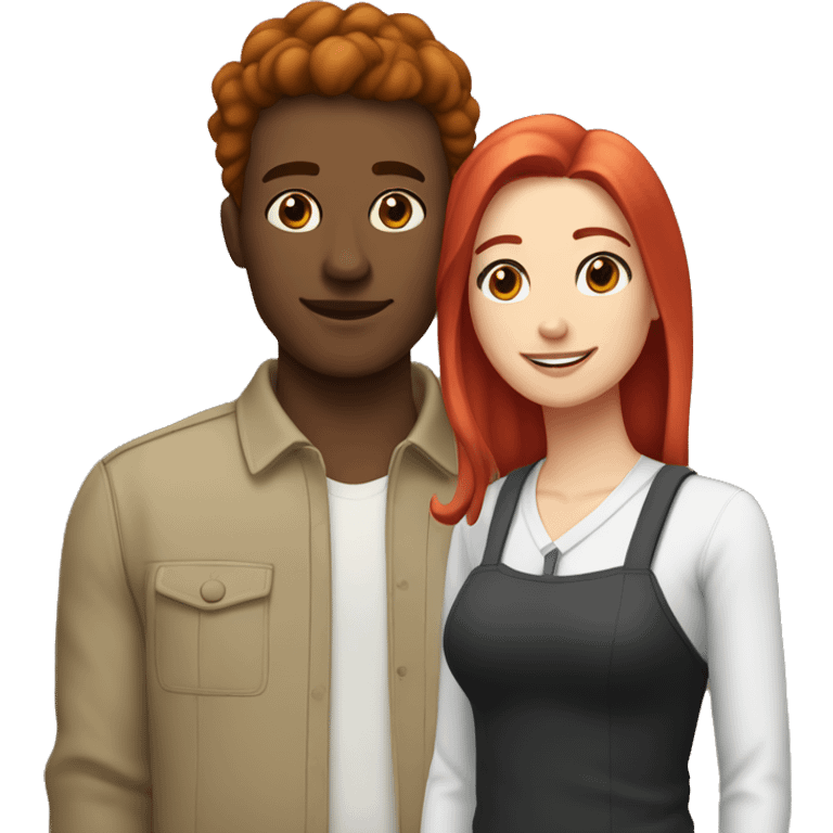 a gay man with short black hair medium toned skin and a white woman with long red hair emoji