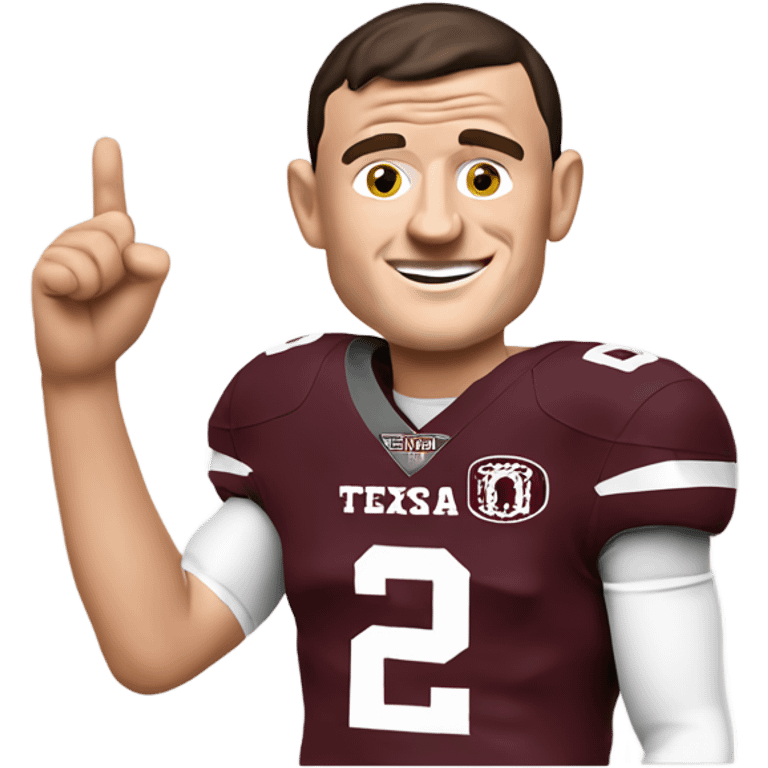 Johnny manziel in a Texas a&m maroon uniform holding up one thumb  emoji