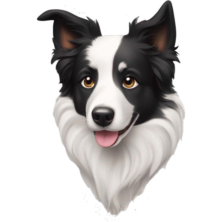 A cute Border Collie with black ears emoji