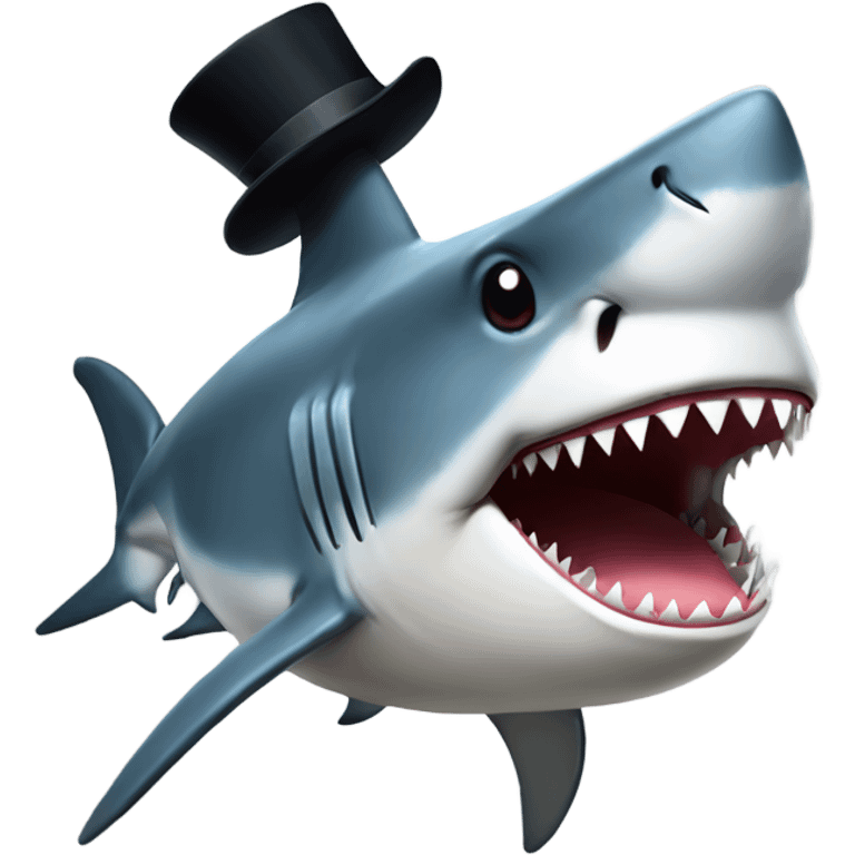 Shark with a top hat emoji