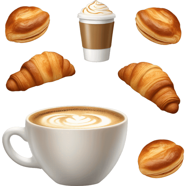 Cup of cappuccino with croissant emoji