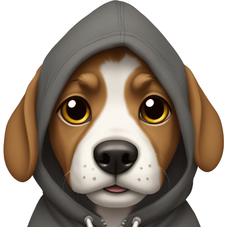 A dog wearing a hoodie emoji