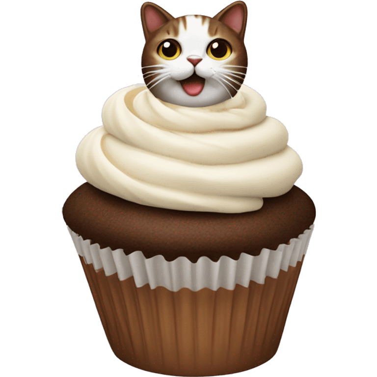 Cupcake with a Cat’s head and cream on top emoji