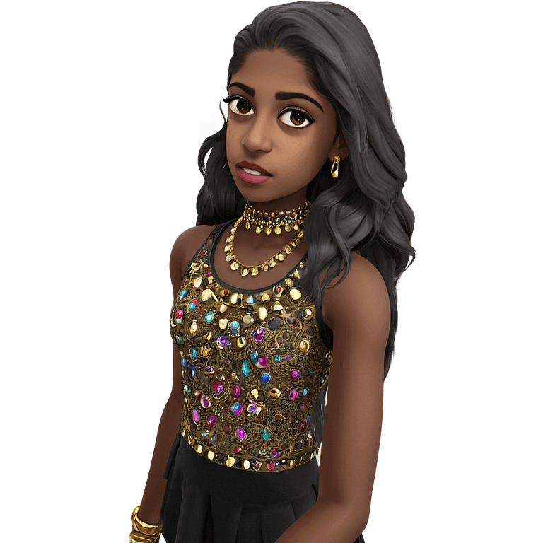 dark-skinned girl with jewelry emoji