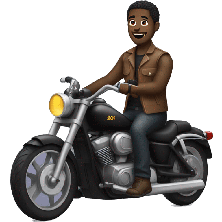 black man on a motorcycle emoji