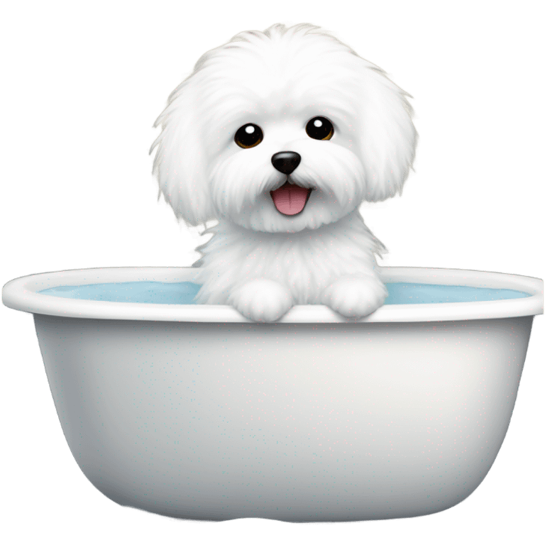 Maltese bichon in the bathtub emoji