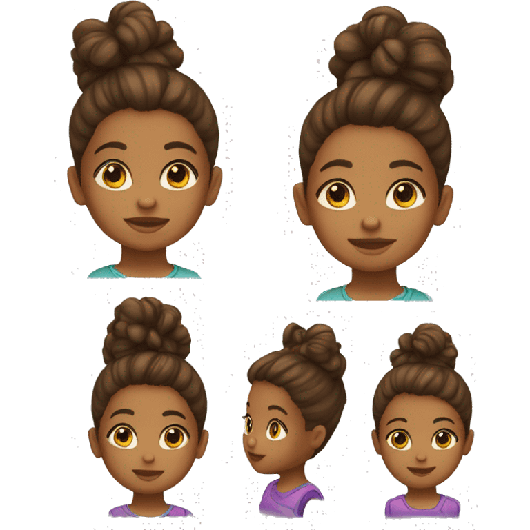 brown skinned babysitter with a hair puff with brown hair little girl emoji