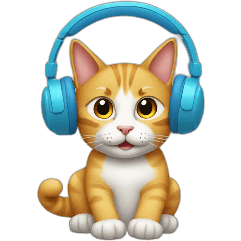 cat satisfied with headphones emoji