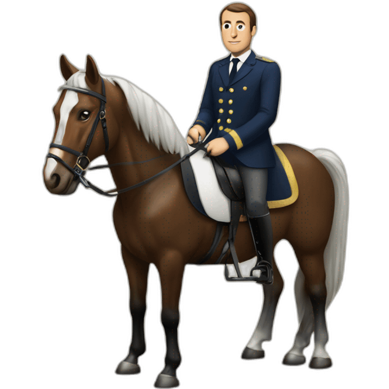 Macron et un cheval emoji