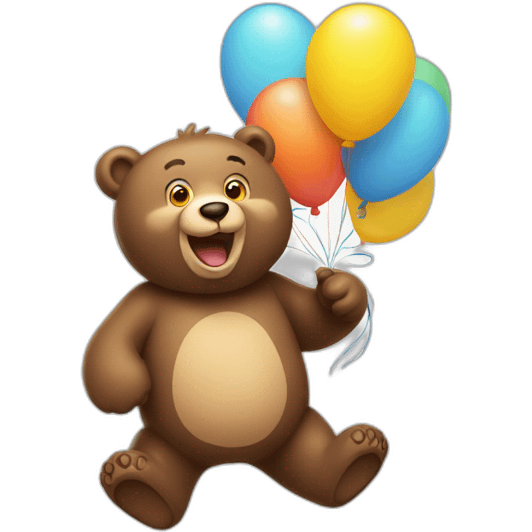 happy bear with balloons  emoji