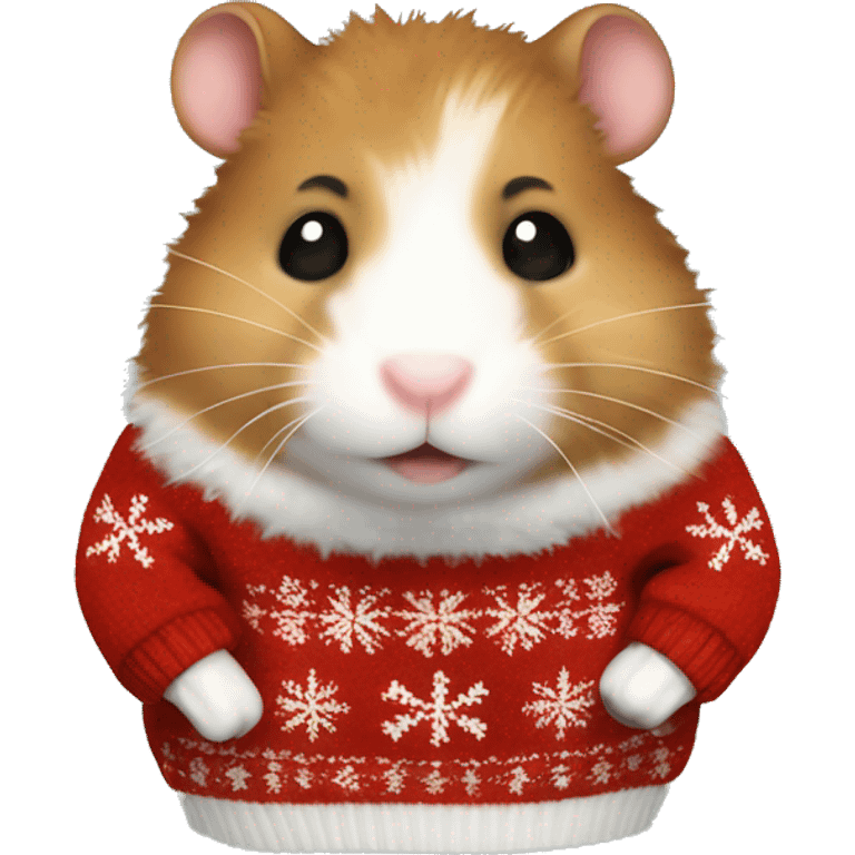 Fluffy brown Hamster wearing christmas Sweater  emoji