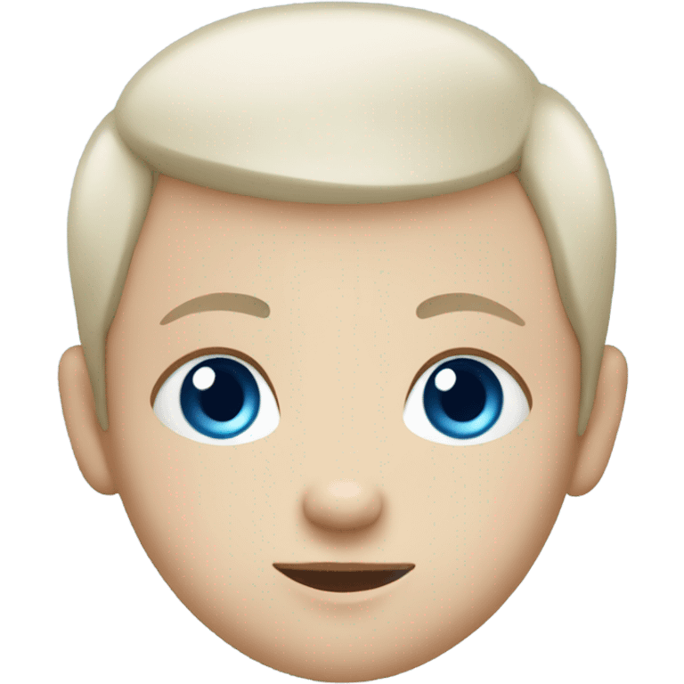 Straight faced baby Caucasian boy with blue eyes and blue hair emoji