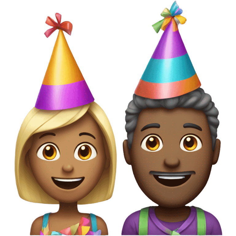 Couple in party hats  emoji