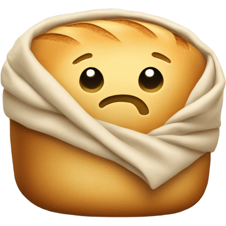 Loaf of bread that’s alive wrapped in a blanket emoji