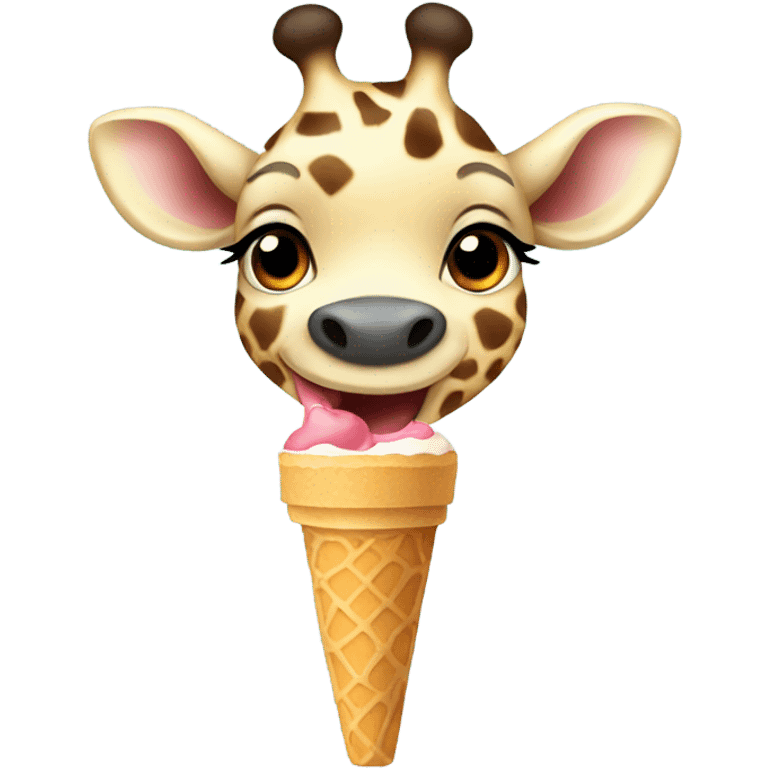 A baby giraffe eating an ice cream  emoji