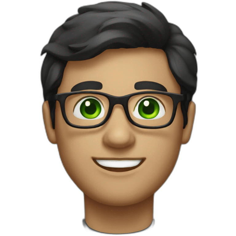 IT guy in round glasses with green eyes and dark hair emoji