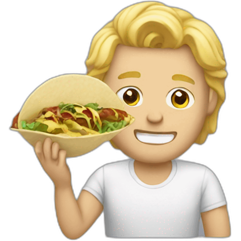 Blond man eating tacos and cats emoji