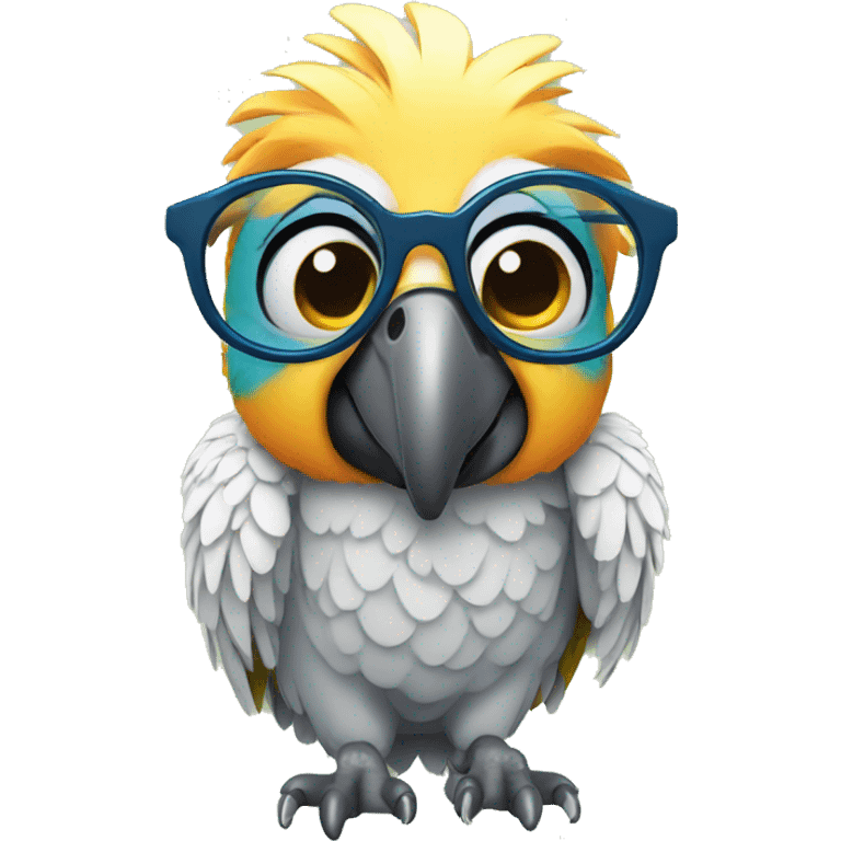 Parrot with glasses with wings open emoji