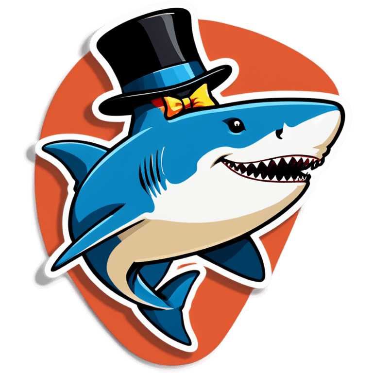 Shark with a top hat emoji