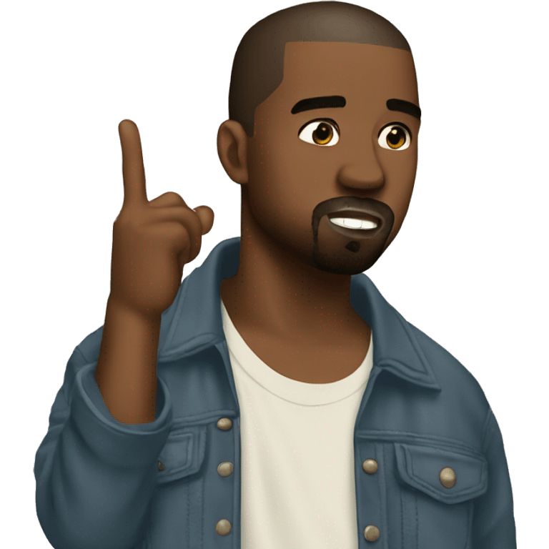 Kanye west with one finger on his mouth emoji