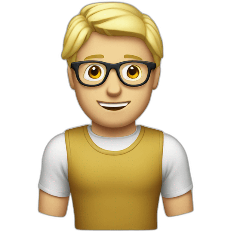 Blond guy with bril with a controller and glasses emoji