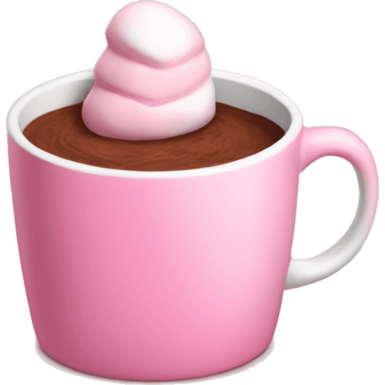 mug with cacao with marshmallow pink christmas mood emoji