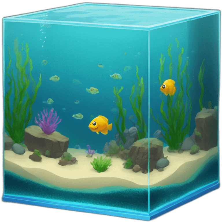 Cube fish tank no fish emoji