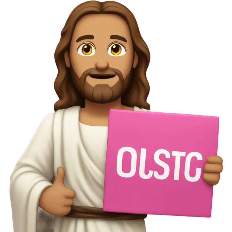 Jesus holding a pink sign that says don’t crash out emoji