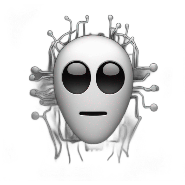 alien titanium ai Chatbot black and white with circuit leaf logo emoji