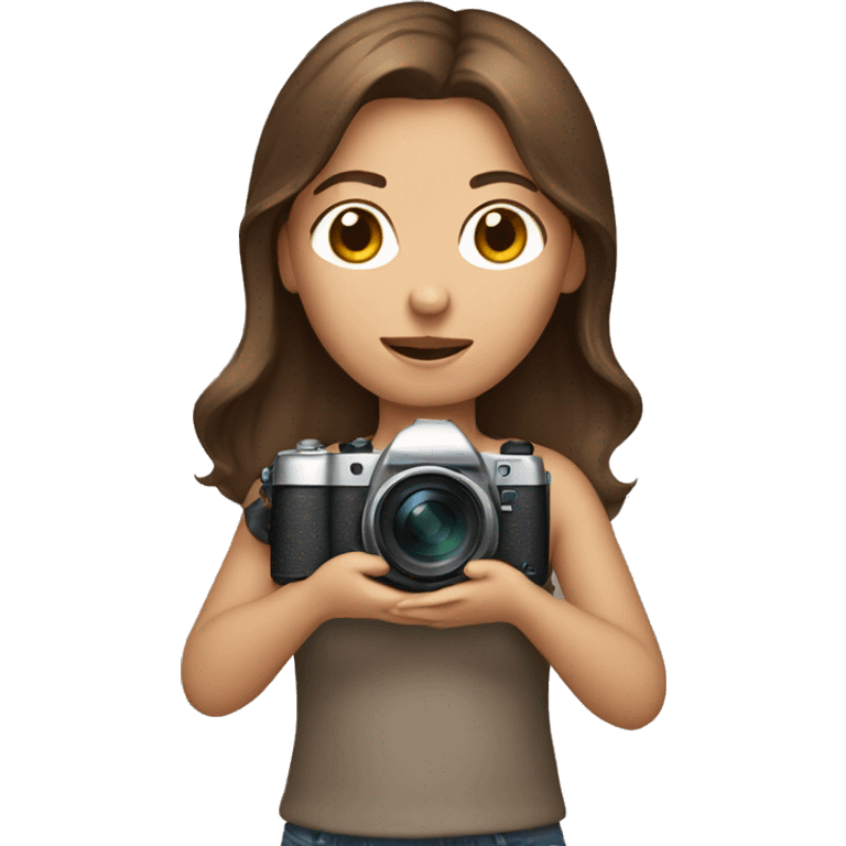 brown hair girl with camera emoji