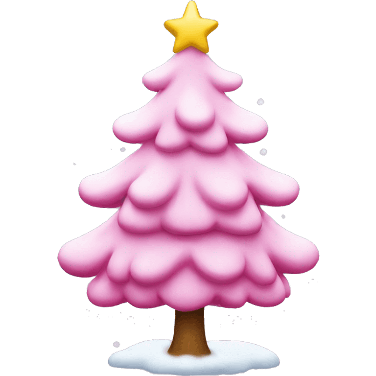 pink christmas tree with snow emoji