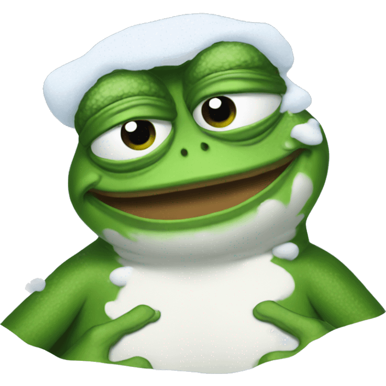 pepe the frog covered in snow emoji