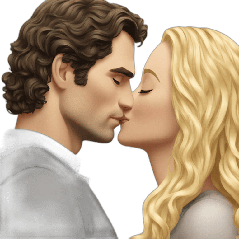 Henry Cavill kissing blond woman with very very long wavy hair emoji