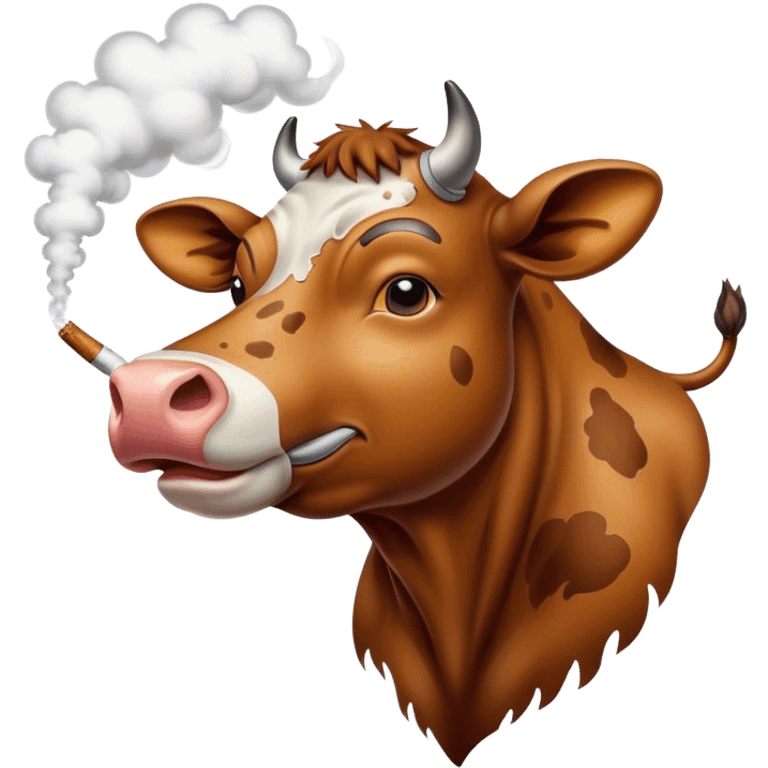 Brown cow smoking emoji