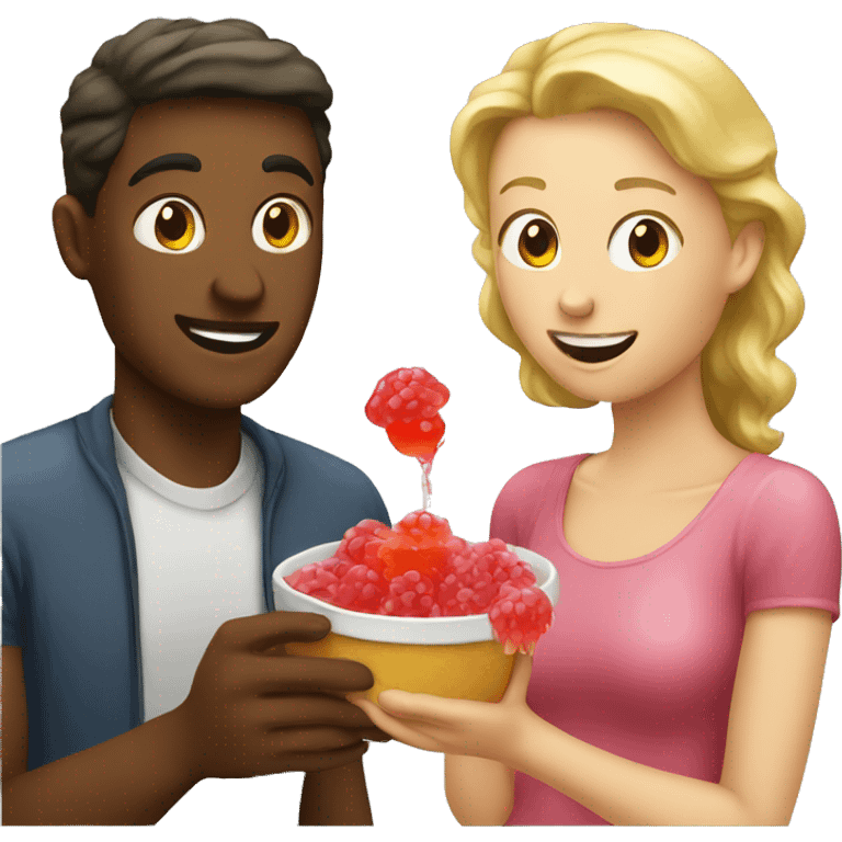 A White couple eating jelly emoji